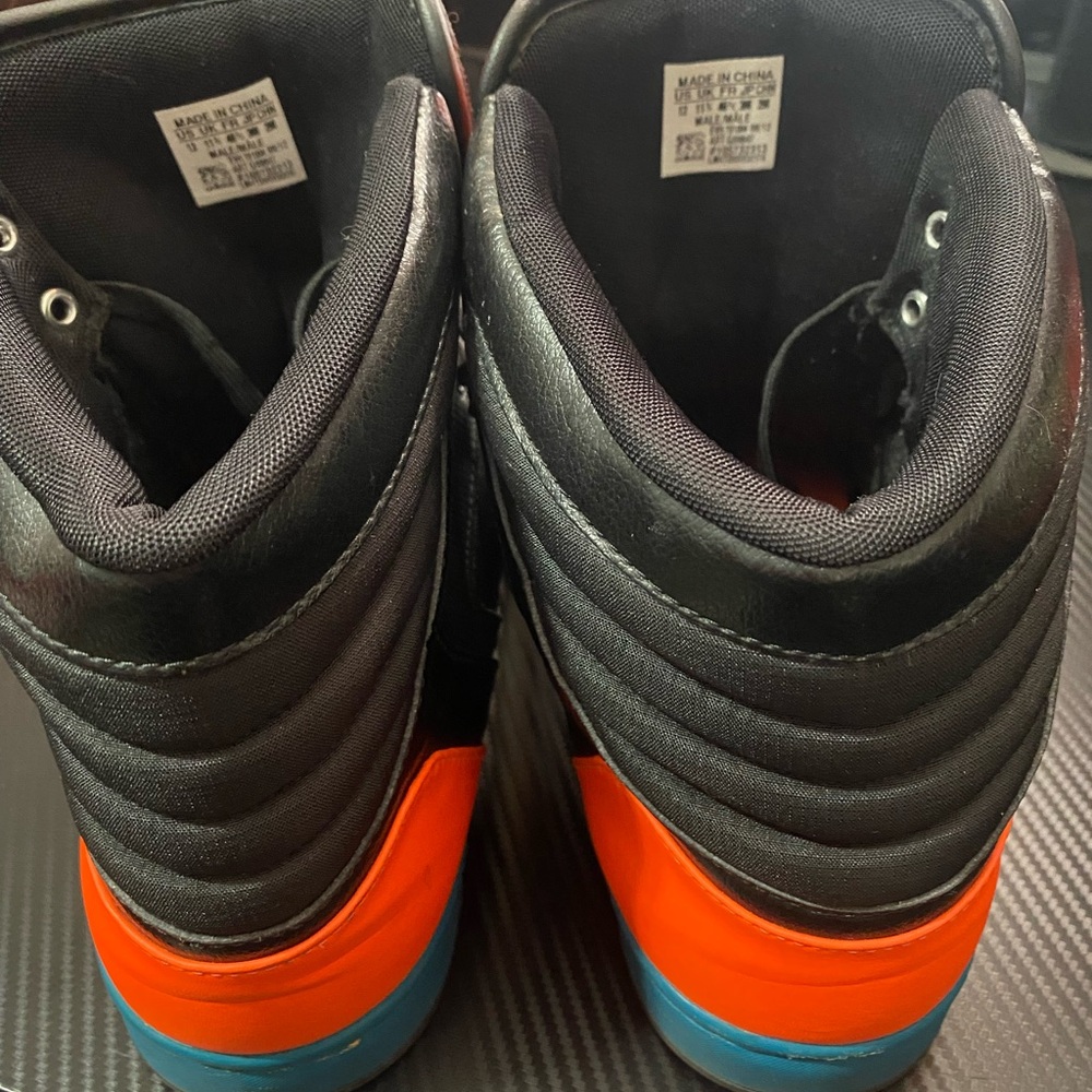 Adidas Men's Black and Orange Sneakers with Blue Accents - Picture 2 of 2